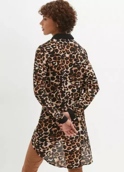 Animal Print Blouse -Mesh Sleeve Shop Animal Print Blouse937380FRSP W01