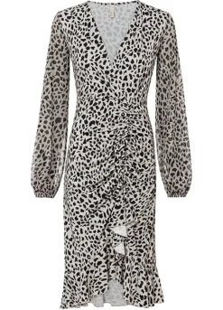 Animal Print Jersey Midi Dress -Mesh Sleeve Shop Animal Print Jersey Midi Dress976919FRSC