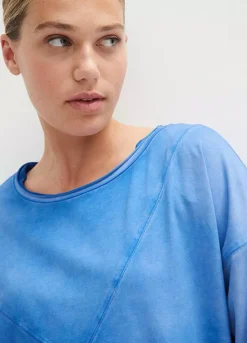 Asymmetric Cotton T-Shirt -Mesh Sleeve Shop Asymmetric Cotton T Shirt941001FRSP W02