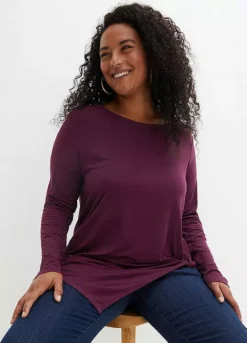 Asymmetric Hem Top -Mesh Sleeve Shop Asymmetric Hem Top926518FRSB W02