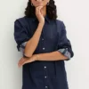 Baggy Denim Blouse -Mesh Sleeve Shop Baggy Denim Blouse939054FRSP