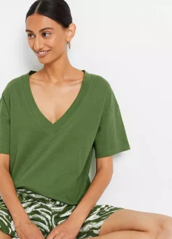 Baggy V-Neck T-Shirt -Mesh Sleeve Shop Baggy V Neck T Shirt961041FRSP W01