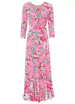 Belted Floral Dress -Mesh Sleeve Shop Belted Floral Dress910434FRSC