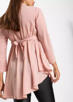 Belted Longline Tunic -Mesh Sleeve Shop Belted Longline Tunic938892FRSP W03