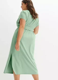 Belted Midi Dress -Mesh Sleeve Shop Belted Midi Dress955416FRSB W01