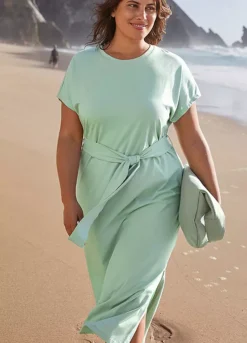 Belted Midi Dress -Mesh Sleeve Shop Belted Midi Dress955416FRSL