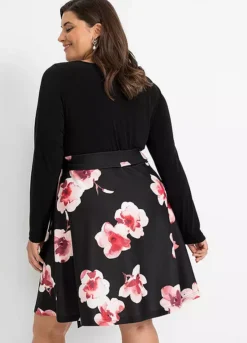 Belted Skater Dress -Mesh Sleeve Shop Belted Skater Dress970495FRSB W01