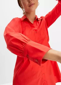 Bishop Sleeve Longline Blouse -Mesh Sleeve Shop Bishop Sleeve Longline Blouse910505FRSP W03