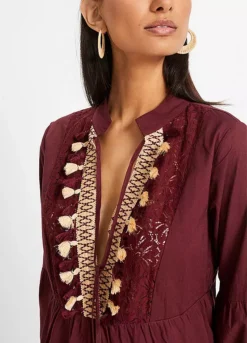 Boho Tunic Dress -Mesh Sleeve Shop Boho Tunic Dress929897FRSP W02