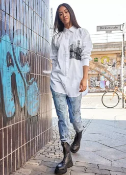 Boyfriend Jeans -Mesh Sleeve Shop Boyfriend Jeans972501FRSL