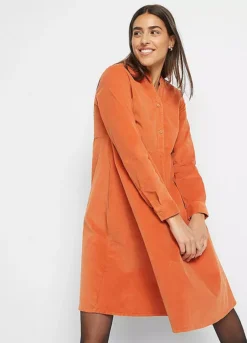 Button Cord Dress -Mesh Sleeve Shop Button Cord Dress962149FRSP