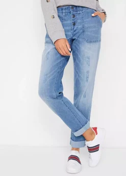 Button Fly Boyfriend Jeans
