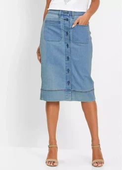 Buttoned Denim Skirt
