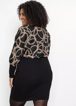 Chain Print Party Dress -Mesh Sleeve Shop Chain Print Party Dress973656FRSB W01