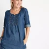 Chambray Denim Tunic -Mesh Sleeve Shop Chambray Denim Tunic939502FRSP