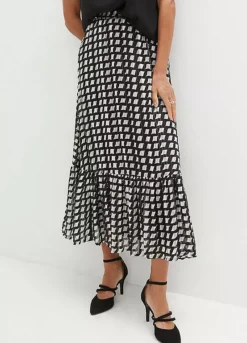 Checked Chiffon Skirt