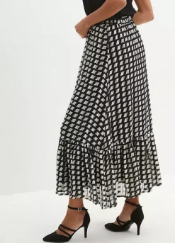 Checked Chiffon Skirt -Mesh Sleeve Shop Checked Chiffon Skirt915950FRSP W01