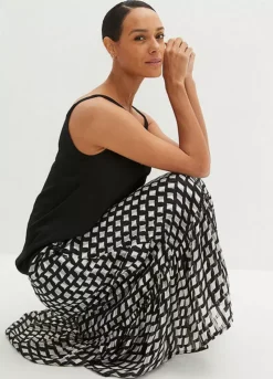 Checked Chiffon Skirt -Mesh Sleeve Shop Checked Chiffon Skirt915950FRSP W02