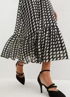 Checked Chiffon Skirt -Mesh Sleeve Shop Checked Chiffon Skirt915950FRSP W03