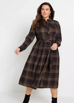 Checked Shirt Midi Dress