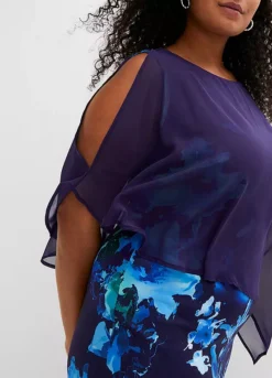 Chiffon Cape Dress -Mesh Sleeve Shop Chiffon Cape Dress905435FRSB W02