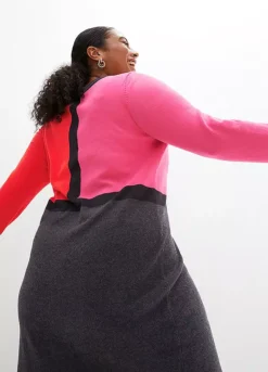 Colourblock Knitted Dress -Mesh Sleeve Shop Colourblock Knitted Dress978200FRSB W02