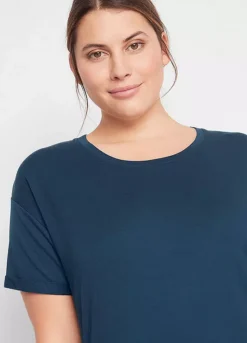 Contrast Trim Dress -Mesh Sleeve Shop Contrast Trim Dress918782FRSB W02