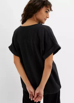 Cotton Poplin Blouse -Mesh Sleeve Shop Cotton Poplin Blouse911837FRSP W01