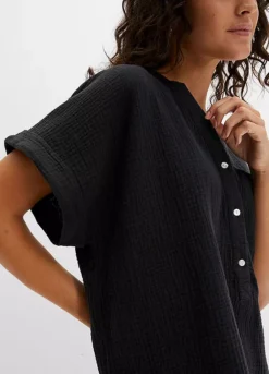 Cotton Poplin Blouse -Mesh Sleeve Shop Cotton Poplin Blouse911837FRSP W03