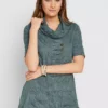 Crinkle Effect Tunic -Mesh Sleeve Shop Crinkle Effect Tunic947351FRSP