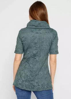 Crinkle Effect Tunic -Mesh Sleeve Shop Crinkle Effect Tunic947351FRSP W01