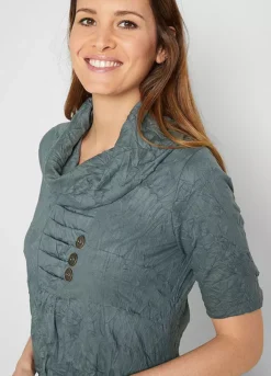 Crinkle Effect Tunic -Mesh Sleeve Shop Crinkle Effect Tunic947351FRSP W02