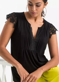 Crochet Shoulder Top -Mesh Sleeve Shop Crochet Shoulder Top956149FRSP W02