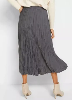 Crushed Satin Midi Skirt -Mesh Sleeve Shop Crushed Satin Midi Skirt972055FRSP W01