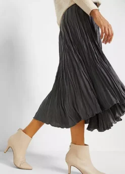 Crushed Satin Midi Skirt -Mesh Sleeve Shop Crushed Satin Midi Skirt972055FRSP W02