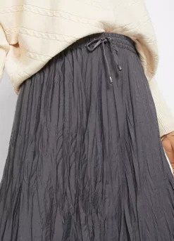 Crushed Satin Midi Skirt -Mesh Sleeve Shop Crushed Satin Midi Skirt972055FRSP W03