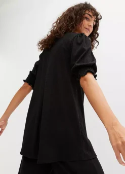 Cut-Out Collar Tunic -Mesh Sleeve Shop Cut Out Collar Tunic915369FRSP W01