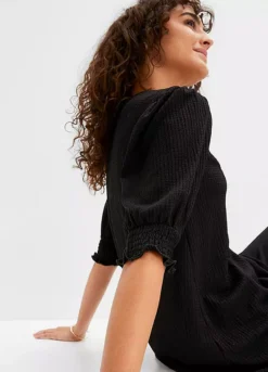 Cut-Out Collar Tunic -Mesh Sleeve Shop Cut Out Collar Tunic915369FRSP W03