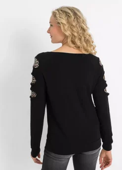 Cut-Out Jersey Top -Mesh Sleeve Shop Cut Out Jersey Top965696FRSP W01