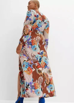 Cut-Out Maxi Dress -Mesh Sleeve Shop Cut Out Maxi Dress960824FRSB W01