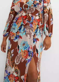 Cut-Out Maxi Dress -Mesh Sleeve Shop Cut Out Maxi Dress960824FRSB W02