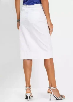 Decorative Button Placket Denim Skirt -Mesh Sleeve Shop Decorative Button Placket Denim Skirt903198FRSP W01