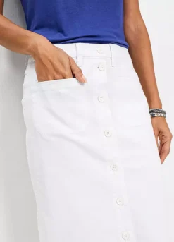 Decorative Button Placket Denim Skirt -Mesh Sleeve Shop Decorative Button Placket Denim Skirt903198FRSP W02