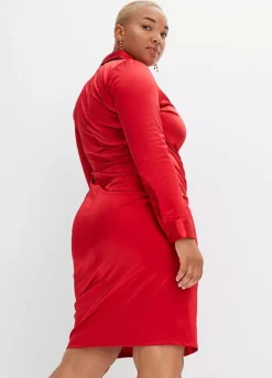 Decorative Button Placket Ruched Shirt Dress -Mesh Sleeve Shop Decorative Button Placket Ruched Shirt Dress941687FRSB W01