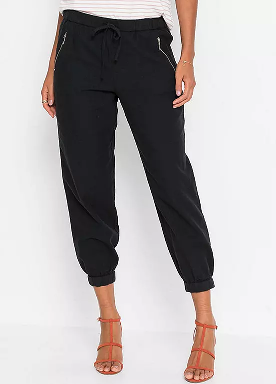 Decorative Pocket Cropped Linen Trousers 3 Decorative Pocket Cropped Linen Trousers