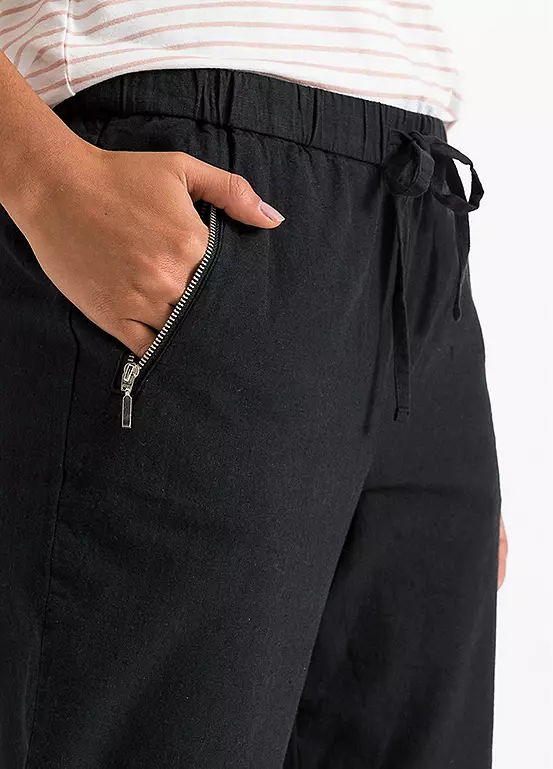 Decorative Pocket Cropped Linen Trousers 6 Decorative Pocket Cropped Linen Trousers - Image 4