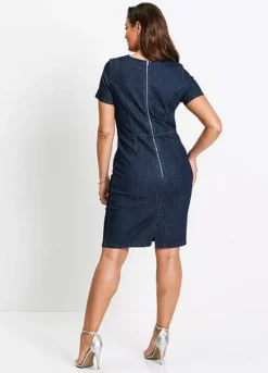 Denim Dress -Mesh Sleeve Shop Denim Dress952119FRSB W01
