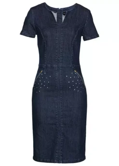 Denim Dress -Mesh Sleeve Shop Denim Dress952119FRSC