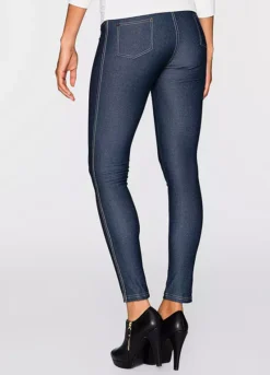 Denim Look Leggings -Mesh Sleeve Shop Denim Look Leggings907176FRSP W01