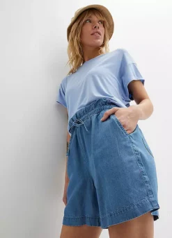 Denim Shorts With Tencel™ Lyocell -Mesh Sleeve Shop Denim Shorts with Tencel™ Lyocell933087FRSP W02